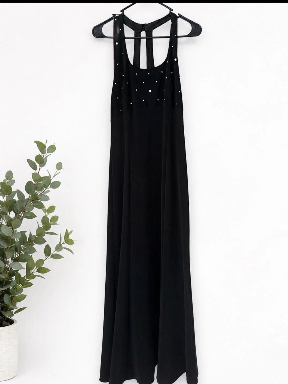 Jessica Howard Black Maxi Dress with Studded Bodice